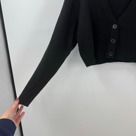 Divided H&M Cropped Cardigan Sweater M Black Dark Academia Whimsigoth Witchy - Picture 3 of 7